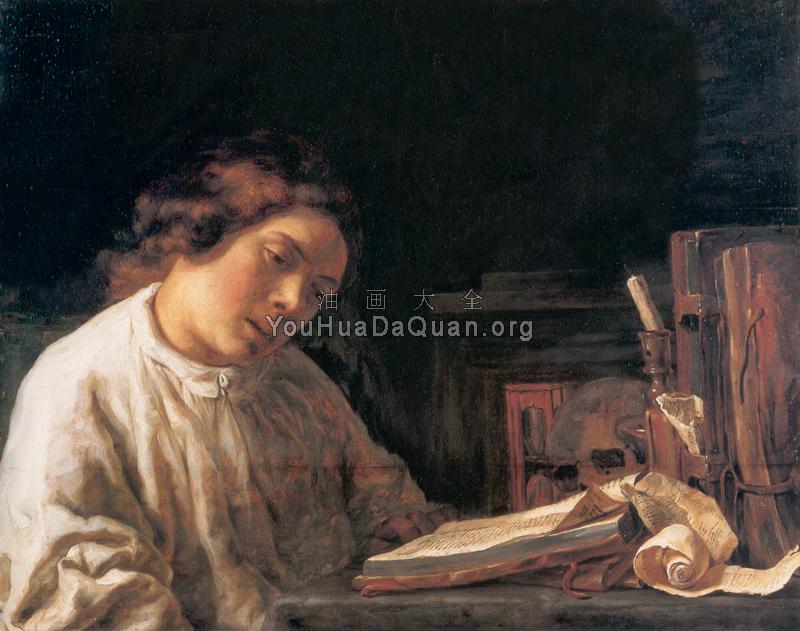Self Portrait at the Age of 17 with Still Life - 塞缪尔·凡·霍赫斯特拉滕